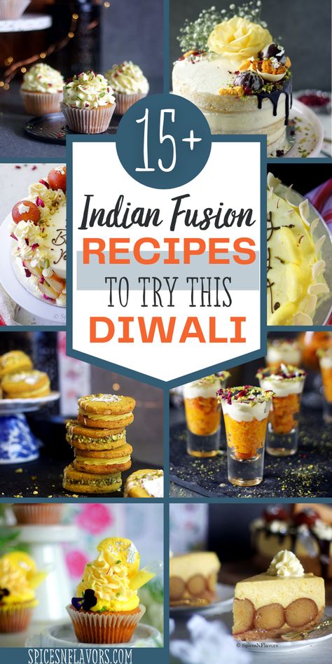 Indian Fusion recipes are all the rage now. Let me share with you all most popular in demand fusion recipes that will make you wanting more. Easy Indian Recipes to try this Diwali Indian Party Dessert Ideas, Indian Dessert Aesthetic, Diwali Food Gift Ideas, Indian Fusion Snacks, Diwali Desserts Ideas, Fusion Desserts Ideas, Indian Fusion Food Ideas, Fusion Diwali Sweets, Indian Fusion Desserts Sweets