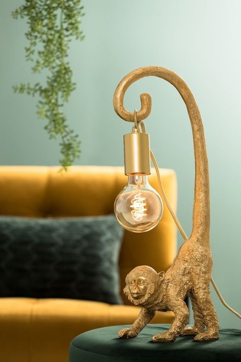 Crazy Lighting, Monkey Light, Quirky Table Lamp, Monkey Decorations, Funky Living Rooms, Animal Lamp, Monkey Wall, 3d Collage, Plug In Wall Lights