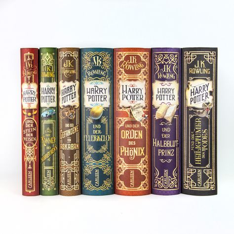 Many countries around the world have celebrated 20 years of Harry Potter this year. In Germany, they commemorated the big anniversary with these gorgeous new editions of all seven books – reimagined by Iacopo Bruno. Harry Potter 6, Harry Potter Book Covers, Classe Harry Potter, Potter House, غلاف الكتاب, Harry Potter Stories, Buku Harry Potter, Book Spine, Beautiful Book Covers