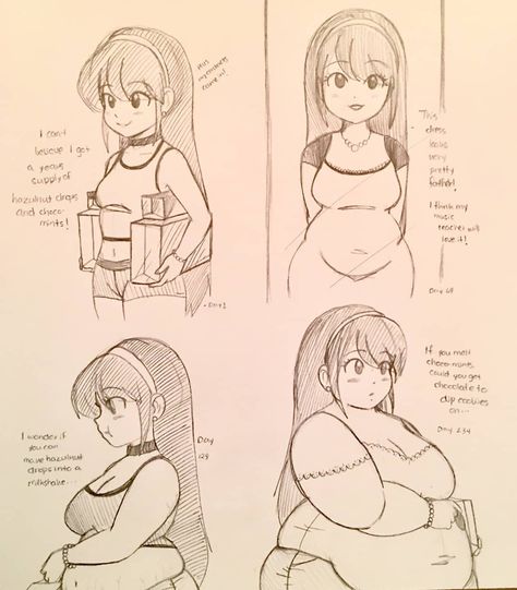 More art from pocharimochi. Their art is just adorable. #inflation #inflationrp #bellyinflationrp #bellyexpansionrp #bellyinflation… Big Belly Drawing Reference, How To Draw Pudgy Female, Cute Chubby Anime Female, Feederism Art, How To Draw Chubby Female, Chubby Woman Drawing, Feederism Belly, Chubby Body Base, Chubby Girl Drawing