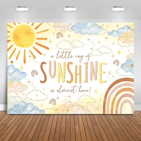 Sunshine Baby Shower Backdrop A Little Ray of Sunshine Baby Shower Backdrop Boho Rainbow Cloudy Baby Shower Party Decorations Banner Photo Studio Props (7x5ft) #ad #babyshower #babyshowersupplies #babyshowerthemes #babyshowerthemes #littlerayofsunshine #sunshinebabyshower Backdrop Boho, Sunshine Birthday Parties, Photo Studio Props, Sunshine Baby Shower, Baby Shower Photography, Sunshine Baby Showers, Banner Photo, Sunshine Birthday, Shower Backdrop