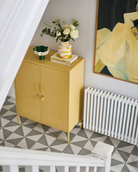 Dopamine styling to boost happiness in your home 🍧🩷💚🌸 #interiorstyling #livingroom #interiordecor #homesweethome #inspiration #homedecor #dopamine #colourful #colourfulhome Mustard Locker, Stairs And Hallway Ideas, Mustard Made, Storage Locker, Hallway Office, Hallway Decorating, Dining Decor, Living Room Inspiration, Fun Decor