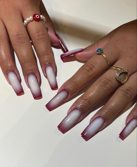 Airbrush Nail Designs, Airbrushed Nails, Ig Nails, Acrylic Nails Almond Shape, Horror Nails, Multicolored Nails, Aura Nails, Wine Nails, Hard Nails