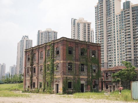 Abandoned buildings, Suzhou Creek, Shanghai by HeyItsWilliam, via Flickr Abandoned Industrial, Abandoned Warehouse, Old Abandoned Buildings, Old Shanghai, Spooky Places, Structure Architecture, Watch Tower, Haunted Places, Brick Building