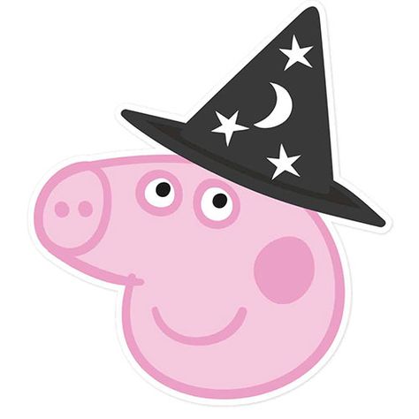 Fun Peppa Pig themed Halloween mask #halloweenparty #halloweenmask #peppapighalloween Peppa Pig Pumpkin Carving, Peppa Pig Halloween Party, Mummy Pig Peppa, Peppa Pig Mask, Peppa Halloween, Peppa Pig Cutouts, Peppa Pig Party Supplies, Pig Halloween, Peppa Pig Family