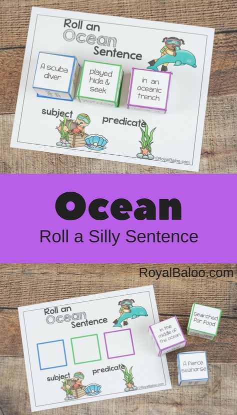 Practice reading, writing, and ocean vocabulary with this fun and silly Roll an Ocean Sentence Printables. Ocean Silly Sentences are great learning fun. Ocean Vocabulary, Alpha Phonics, Education Printables, Summer Learning Activities, Free Educational Printables, Writing Sentences, Silly Sentences, Teacher Projects, Free Homeschool Printables