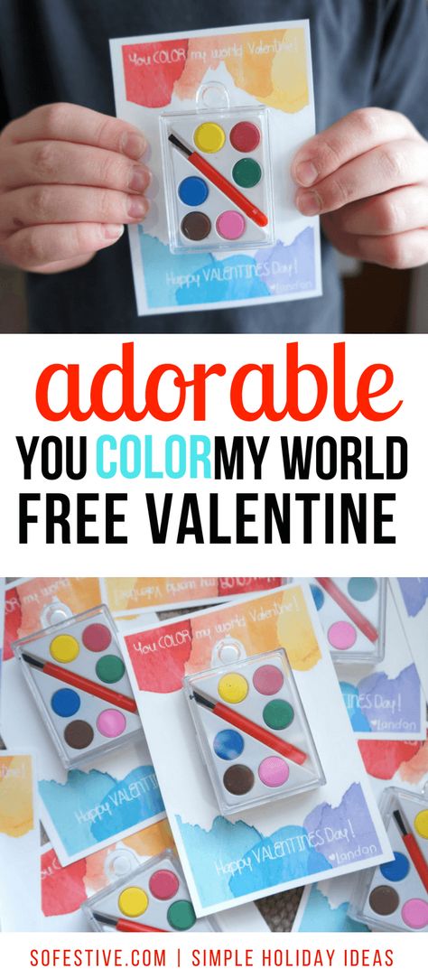 Art-themed-valentine-free-printable Eraser Valentine, Valentines Diy Kids, Mini Watercolor, Color My World, Valentine's Day Crafts For Kids, Watercolor Paint Set, Valentines Printables Free, Handprint Crafts, Family Ideas