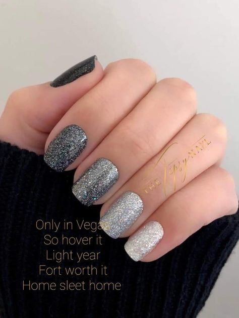 Sparkly Ombre Nails, Vegas Nails, Nail Color Combos, Cute Gel Nails, Party Nails, Sparkly Nails, Light Year, Silver Nails, Color Street Nails