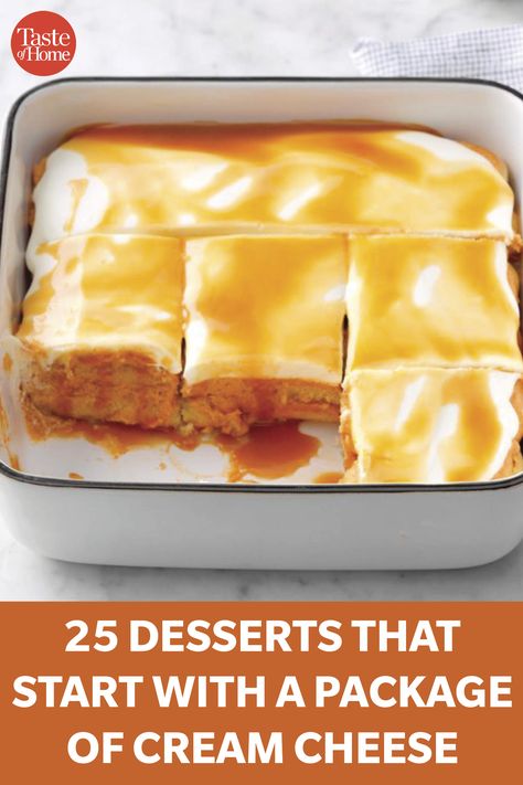 25 Desserts That Start with a Package of Cream Cheese Dessert With Cream Cheese Easy, Block Of Cream Cheese Recipe, Philadelphia Cream Cheese Desserts, Quick Cream Cheese Recipes, Desert With Cream Cheese Easy, Easy Dessert Cream Cheese, Quick And Easy Cream Cheese Desserts, Quick Desserts With Cream Cheese, Deserts Made With Cream Cheese