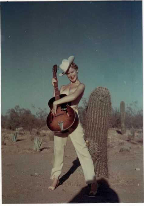 Rodeo Darlin' Vintage Cowgirl Photography, Cowgirl With Guitar, Queer Western Aesthetic, Vintage Cowgirl Photos, 1970s Western Aesthetic, Sapphic Cowgirl Aesthetic, Rocker Cowgirl Aesthetic, Old Western Cowgirl, Marfa Aesthetic