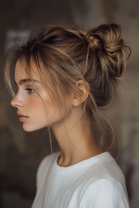 Messy buns are a lifesaver for thin hair, creating the illusion of volume and texture. #MessyBunStyle #ThinHairGoals #EffortlessChic #VolumeHacks #CasualGlam Pastel Rainbow Hair Color, Grunge Haircuts, Victorian Era Hairstyles, Bun Inspiration, Rainbow Hair Color Ideas, Era Hairstyles, Rainbow Hair Colors, Cyberpunk Hair, Bun For Short Hair