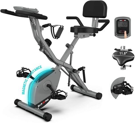 BARWING Foldable Exercise Stationary Bike, 3 IN 1 Magnetic Upright Workout Bike with Arm Exercise Exercise Resistance Bands, Foldable Bike, Arm Exercise, Foldable Bikes, Indoor Cycling Bike, Recumbent Bike, Recumbent Bike Workout, Indoor Workout, Spin Bikes