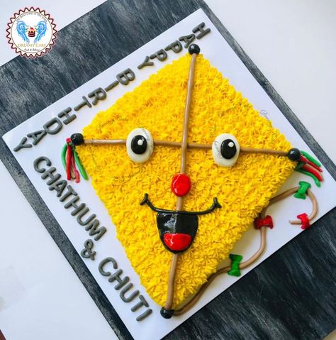 Kite Cake Design, Kite Cake, Yellow Cakes, Birthday Cake Design, Modern Cakes, Fashion Cakes, Elegant Cakes, Cake Designs Birthday, Kites