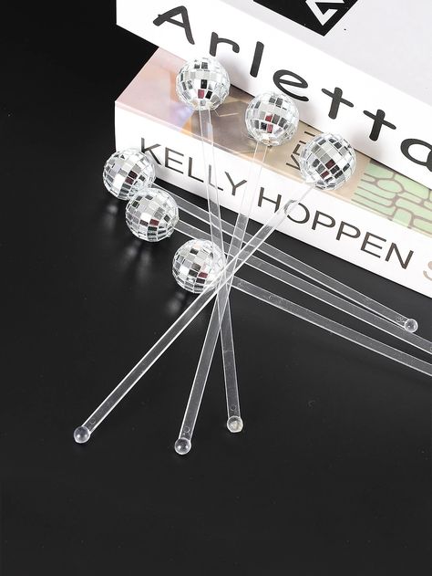 Ball and stick arrive separately Birthday Disco, Kelly Hoppen, Glass Cakes, Stir Sticks, Cake Toppings, Modern Glass, Disco Ball, Cake Toppers, Party Decorations