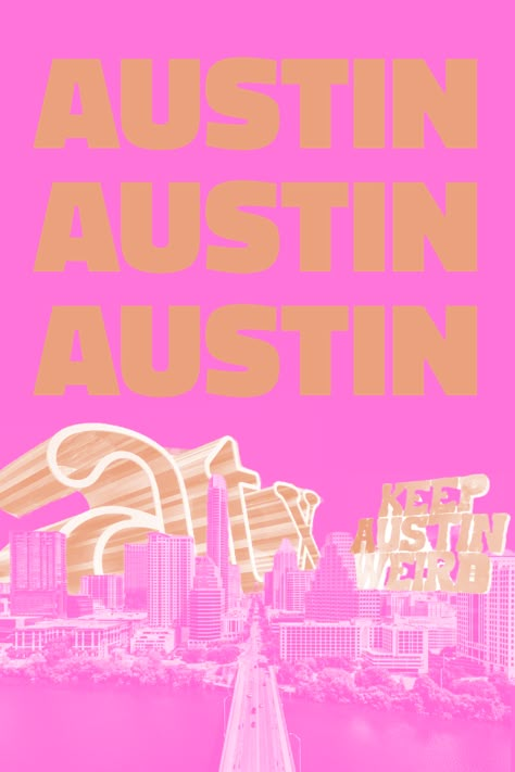 #graphic #design #austin #texas Austin Texas Illustration, Austin Texas Aesthetic, Austin Skyline Art, Pink Wall Collage, Austin Texas Travel, Texas Aesthetic, Keep Austin Weird, Texas Tea, Dream Dorm Room