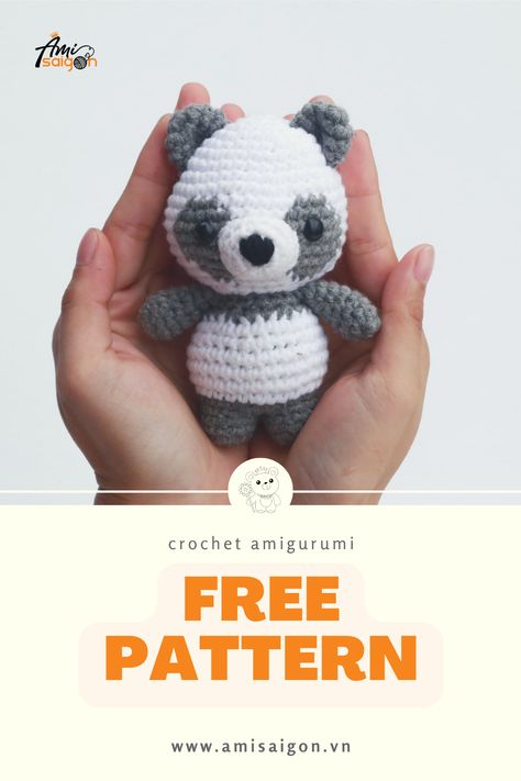 We really appreciate that. And As we promise in the Pooh Bear tutorial, today we continue to share the next model of the “Hello Little Stuffed Animals” collection which is - Panda. It is simple work with a notice of changing color but do not worry because we are here to instruct you about changing color technique, look for details here! Crochet Patterns Panda Free, Crochet Mini Panda, Small Teddy Bear Crochet Pattern Free, Mini Panda Crochet Pattern Free, Crochet Panda Pattern Free Easy, Panda Bear Crochet Pattern Free, Free Panda Crochet Pattern, Amigurumi Panda Free Pattern, Crochet Panda Pattern Free Amigurumi