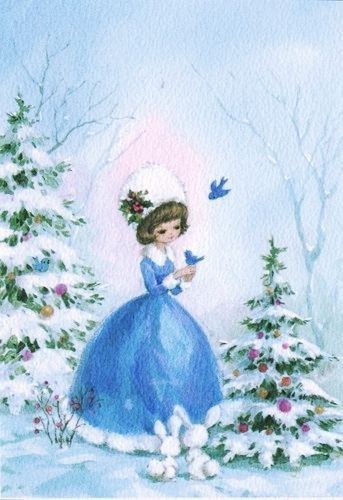 Dress In The Snow, Images Noêl Vintages, Vintage Christmas Images, Vintage Xmas, Old Christmas, Old Fashioned Christmas, Illustration Vintage, Christmas Past, Christmas Scenes