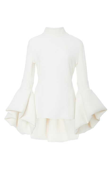 Diy Vetement, Brandon Maxwell, Top Moda, Looks Chic, White Fashion, White Top, Bell Sleeve, Moda Operandi, Fashion Collection