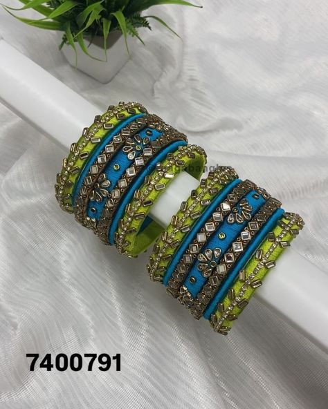 A Stunning blend of blue and green hues was meticulously chosen to perfectly complement the engagement saree🌸 . . . ~ Dm for more details . . . @raagabangles #silkthreadbangles #silkthreadjewellery #handmadejewelry #handmadebangles #bangles #bangle #banglelove #bangleset #goldbangles #bangleslove #banglescollection #kundanbangles #kundan #glassbangles #victorianjewelry #threadbangles #smallbiz #smallbusinessowner #customisedbangles #returngifts #babyshower #weddingbangles #bridalbangles #ind... Handmade Kundan Bangles, Kundan Bangles Design, Bangles Collection, Engagement Saree, Silk Thread Bangles Design, Silk Bangles, Creative Videos, Thread Bangles Design, Attitude Girl