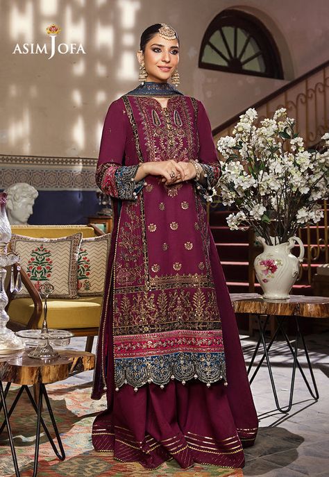 Fuchsia Wedding, Pakistani Designer Clothes, Asim Jofa, Luxury Wear, Pakistani Bridal Dresses, Pakistani Dress Design, Pakistani Designers, Suit Fabric, Pakistani Bridal