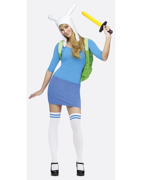 Adventure Time Fionna Costume Exclusively at Spirit - Fionna and Cake, a human girl and her cat, replace Finn and Jake as they battle the Ice Queen to save Prince Gumball and the Candy Kingdom. Fionna is a fictional character and the gender-swapped version of Finn. Have your cake and eat it too in this officially licensed adult women's Adventure Time Fionna adult women's costume. Fiona The Human, Fiona Costume, Adventure Time Costume, Adventure Time Cosplay, Adventure Time Fionna, Halloween Costume Store, Womens Costume, Halloween Accessories, Women's Costumes