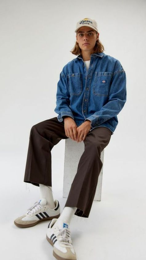 Denim Polo Men Outfit, White Denim Outfit Men, Dickies Outfit, Spiritual Fashion, Masc Fashion, Jeremy Allen White, Guys Clothing Styles, Mens Outfit Inspiration, Mens Fashion Streetwear