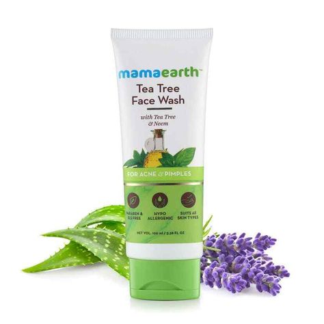 Mamaearth Tea Tree Facewash for acne & pimples, 100ml (Pack of 4) Mamaearth Tea Tree Facewash for acne & pimples, 100ml (Pack of 4) Mamaearth’s SLS and Paraben Free Tea Tree Face Wash is a natural blend of neem and tea tree oil. It helps prevent acne by deep cleaning impurities, fighting bacteria and controlling excess oil secretion. All this, without stripping the skin off its natural oils. Aloe Vera in the face wash helps reduce redness and inflammation. Dermatologically tested and pH balanced Oil Control Face Wash, Herbal Face Wash, Tea Tree Face Wash, Tea Tree Oil Face, Tea Tree For Acne, Natural Face Wash, Best Face Serum, Green Tea Face, Intimate Wash