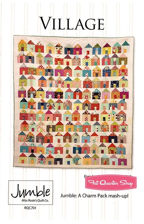 Village Quilt Pattern, Charm Pack Patterns, Village Quilt, House Quilt Block, House Quilt Patterns, Charm Pack Quilt, Charm Pack Quilts, Quilt Modernen, House Quilts