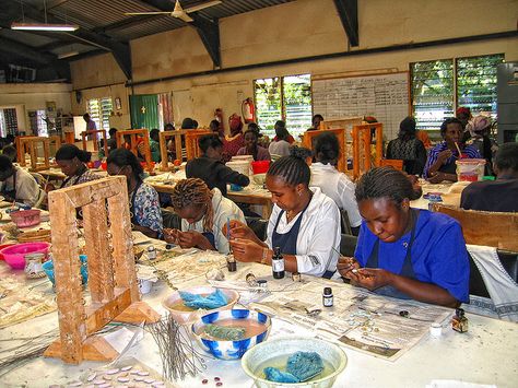 The Kazuri Bead Factory in Nairobi, Kenya.  Kazuri means "small and beautiful" in Swahili.  They make handmade ceramic beads and pottery.  The mission of Kazuri is to provide and sustain employment opportunities for disadvantaged members of Kenyan society. Kenya Trip, Kazuri Beads, Jewelry Pottery, Mom And Kids, Kenya Travel, Health Activities, Spoiled Rotten, Nairobi Kenya, Employment Opportunities