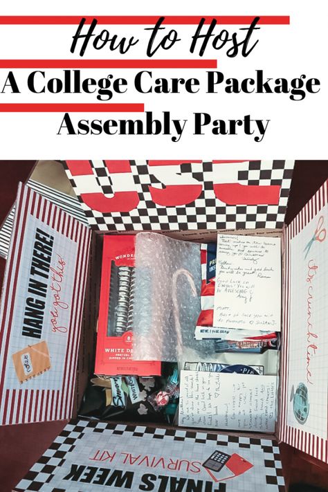 Care Package Party College Students, Welcome To College Care Package, Diy Care Package, Girl College Dorms, College Checklist, College Resources, College Days, Package Ideas, College Care Package