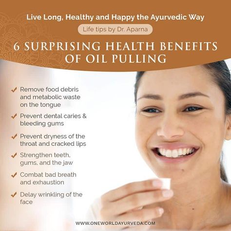 Ayurvedic Oil Pulling/Swishing - Oneworld Ayurveda Benefits Of Oil Pulling, Dosha Quiz, Oil Pulling Benefits, Yoga Teacher Resources, Strengthen Teeth, Ayurvedic Oil, Cracked Lips, Receding Gums, Oil Pulling