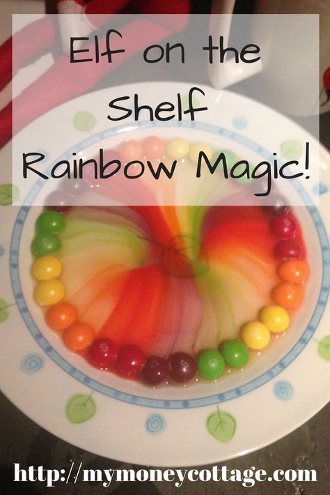 This rainbow activity is a fab, cheap yet wonderful activity for any time of year. Better still, get your elf on the shelf to set it up ready for the kids :) Elf On The Shelf Skittles, Elf On The Shelf Activities, Rainbow Skittles, Skittles Rainbow, Rainbow Activity, Rainbow Shelf, Shelf Elf, Rainbow Activities, Magic Rainbow