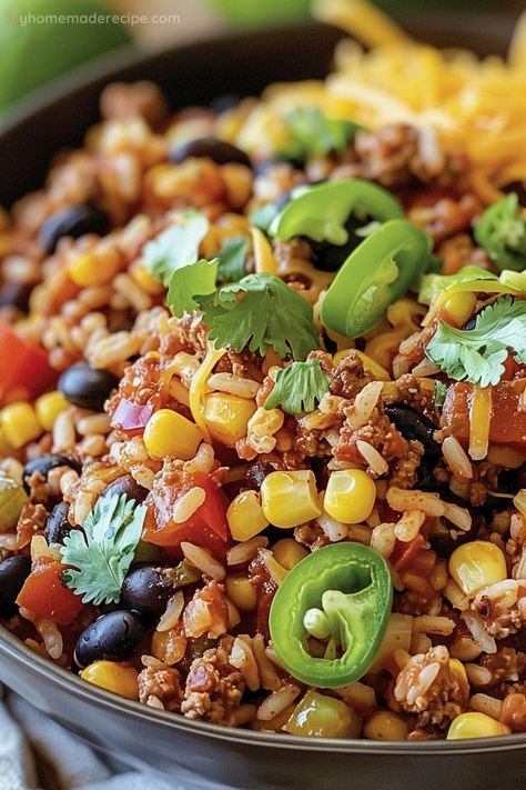 Taco Rice: A Fiesta Of Flavor In Every Bite - My Home Made Recipe Taco Rice Bowl, Rice Casseroles, Taco Rice, Summer Foods, Fair Food, Cooking White Rice, Fresh Avocado, Cooked Rice, Easy Mexican