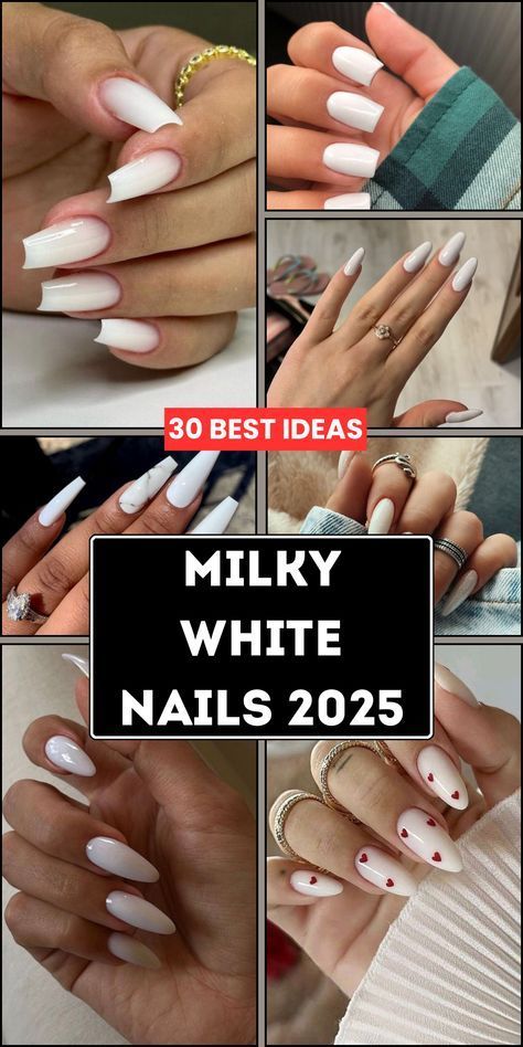 Milky White Almond Nails With Design, Milky Sparkle Nails, Almond Acrylic Nails Matte, Matte Gloss Nails, Glitter Nails Almond Shape, Milky Nail Art, Almond Glitter Nails, Milky White Nails With Design, Ballerina Shaped Nails