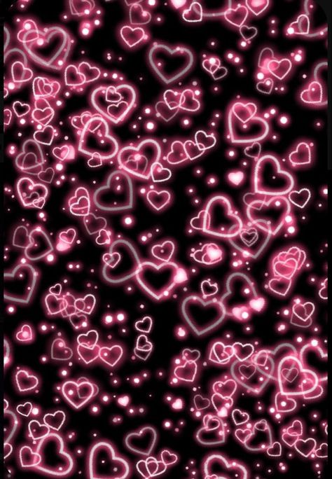 Pink Hearts, Floating, Pink, Black