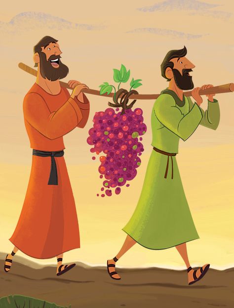 Joshua and Caleb | Kidology Gospel Project, Joshua And Caleb, Bible Cartoon, Christian Illustration, Christian Stories, Church Of Christ, Bible Stories For Kids, Bible Images, Bible Illustrations