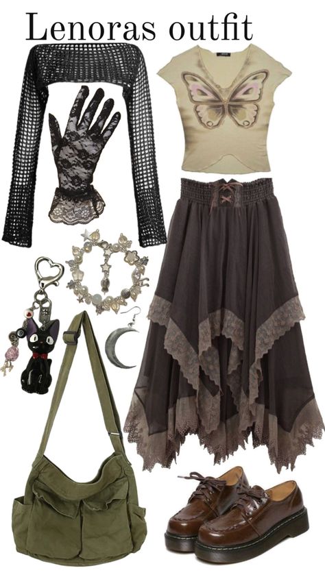 Fairy Core Aesthetic Outfits Grunge, Fairy Outfit Inspiration, Earth Goth Aesthetic, Faerie Grunge Outfits, Fairy Punk Aesthetic, Fairycore Skirt Outfit, Winter Fairy Aesthetic Outfits, Fairy Grunge Outfit Skirt, Butterfly Core Outfits