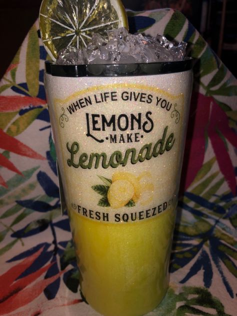 20 oz lemonade cup with ice and lemon topper- $45 Lemonade Cup, Titos Vodka, Tito's Vodka Bottle, Vodka Bottle, Lemonade, Vodka, Lemon, Tumbler, Custom Design