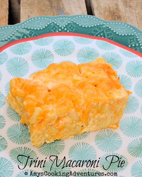 Trini Macaroni Pie Trini Macaroni Pie Recipe, Macaroni Pie Trinidadian, Trinidad Dishes, Macaroni Pie Recipe, Yogi Food, Trinidad Food, Chickpea And Potato Curry, Macaroni Pie, Food Basics