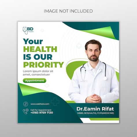 Medical health consultant banner templat... | Premium Vector #Freepik #vector #doctor-poster #doctor-post #hospital-poster #doctor-template Hospital Poster Design Ideas, Hospital Creative Ads, Hospital Poster Design, Doctor Template, Hospital Poster, Doctor Banner, Health Consultant, Medical Post, Doctor Poster