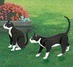 Silhouette Chat, Winfield Collection, Black And White Cats, Wood Craft Patterns, Wood Craft Projects, Tuxedo Cats, Animal Planters, Wood Animal, Wood Pallet Projects