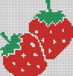 Embroider Ideas, Crochet Applique Patterns Free, Cross Stitch Fruit, Fuse Bead Patterns, Crochet Strawberry, Crochet Fruit, Tapestry Crochet Patterns, Haken Baby, Cross Stitch Alphabet