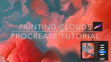 Easy way to paint clouds on Procreate using default brushes Art Tutorial Procreate, Digital Art Tutorial Procreate, How To Paint Clouds, Painted Clouds, Cloud Tutorial, Digital Art Programs, How To Make Clouds, Painting Clouds, Cloud Illustration