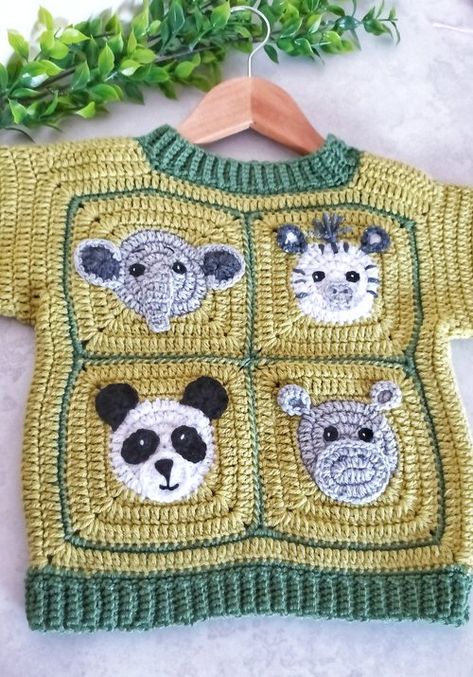 Jungle Mods — Baby Crochet Designs Advanced Crochet Stitches, Crochet Patterns Baby Boy, Jungle Style, Granny Square Crochet Patterns Free, Advanced Crochet, Crochet Baby Boy, Handmade Sweater, Crochet Animals Free Patterns, Sweater Crochet