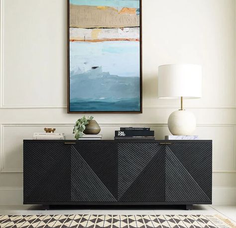 MILES MEDIA CONSOLE, Black Media Console, Contemporary Sideboard, Sideboard Grey, Buffet Console, Mitchell Gold Bob Williams, Accent Chests And Cabinets, Solid Wood Sideboard, Mitchell Gold, Wood Sideboard