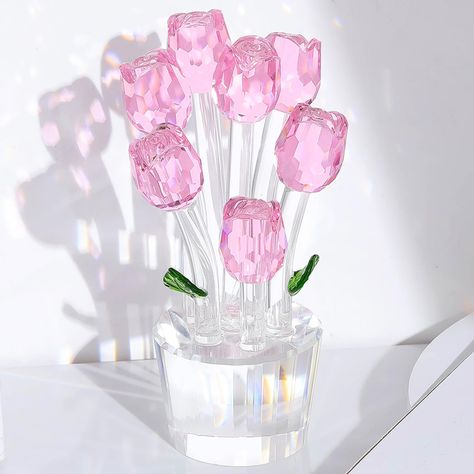 PRICES MAY VARY. 🌹【EXCELLENT GIFT FOR HER】- The wonderful crystal roses figurine will be an ideal gift for mum, wife, daughter, girlfriend, sisters, best friends, aunt, colleagues, and so on. Especially on some special occasions like Mother's Day, Anniversary, Birthday Party, Thanksgiving, Christmas, Wedding and Engagement etc. To surprise her bringing happiness and good luck. 🌹【ELEGANT DESIGN & ROSE】- The lifelike rose ornament is a universal symbol of noble and enduring love. The pink roses Crystal Decorations, Pink Rose Bouquet, Glass Rose, Forever Rose, Pink Rose Flower, Rainbow Light, Rose Decor, Decorations For Home, Flower Therapy