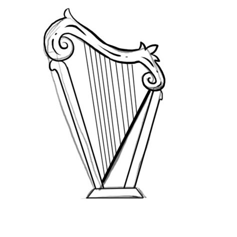 Image titled Harp outline Step 5 Irish Harp Tattoo, Celtic Tattoo Symbols, Get Better At Drawing, Celtic Harp, Irish Symbols, Irish Harp, Swirly Designs, Sketching Tips, Celtic Tattoo