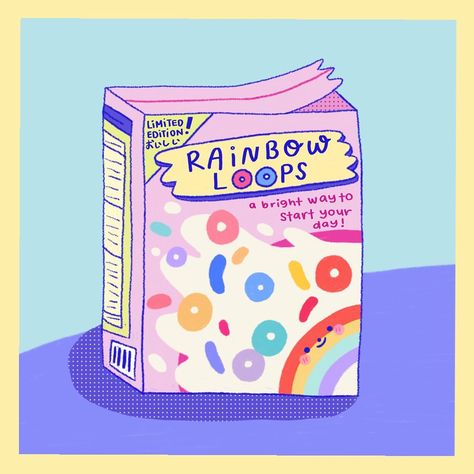 Cute Cereal Drawing, Cereal Box Drawing, Cereal Drawing, Cereal Illustration, Cereal Cartoon, Self Branding, Dorm Art, Board Game Design, Aesthetic Poster