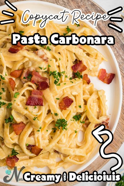 Pasta Carbonara Cheesecake Factory copycat recipe is mouthwatering with a creamy garlic parmesan sauce with crispy bacon and peas if you wish. This copycat recipe is on your table in under 30 minutes on the stovetop or in 5 minutes in your pressure cooker. Pasta Carbonara Cheesecake Factory, Cheesecake Factory Pasta, Best Instapot Recipes, Creamy Garlic Parmesan Sauce, Bacon Carbonara, Cheesecake Factory Copycat, Instant Pot Pasta, Pasta Carbonara Recipe, Nourishing Recipes