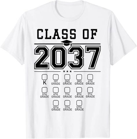 Class of 2037 grow with me checklist 12th grade kindergarte T-Shirt - RedEtsy Graduation Wear, Back To School Design, School First Day, College Graduate, 12th Grade, Welcome Back To School, School Tees, School Community, 1st Day Of School